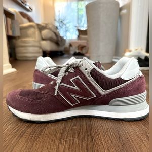 New Balance 574 Core - Burgundy with White size 9